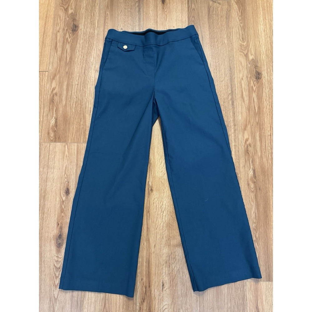 Counterparts Womens S Teal pull on stretch boot cut ankle length Pants pockets